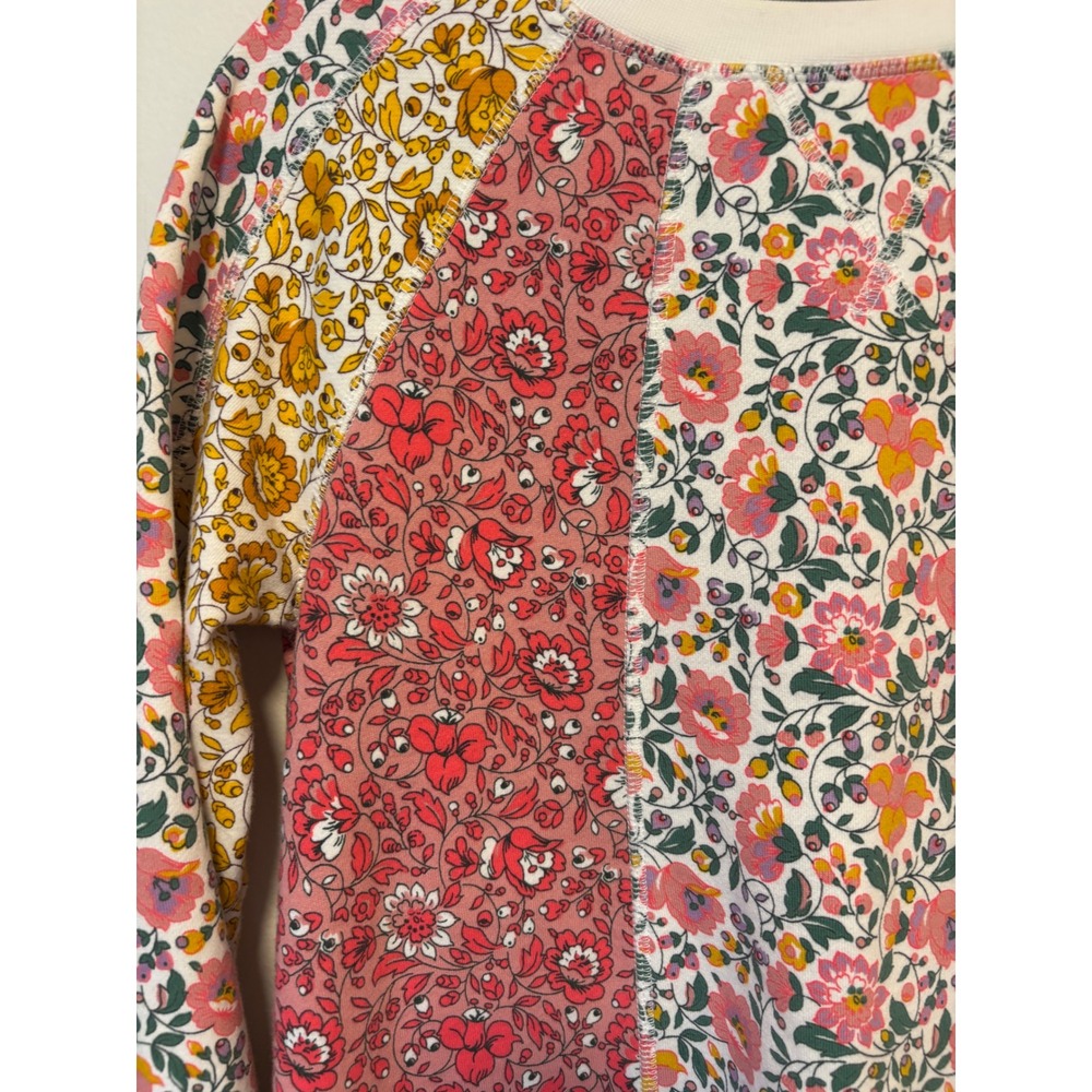 Boden Hannah Floral Patchwork Sweatshirt Pink Yellow Raglan Pullover Sz Small - Picture 4 of 5
